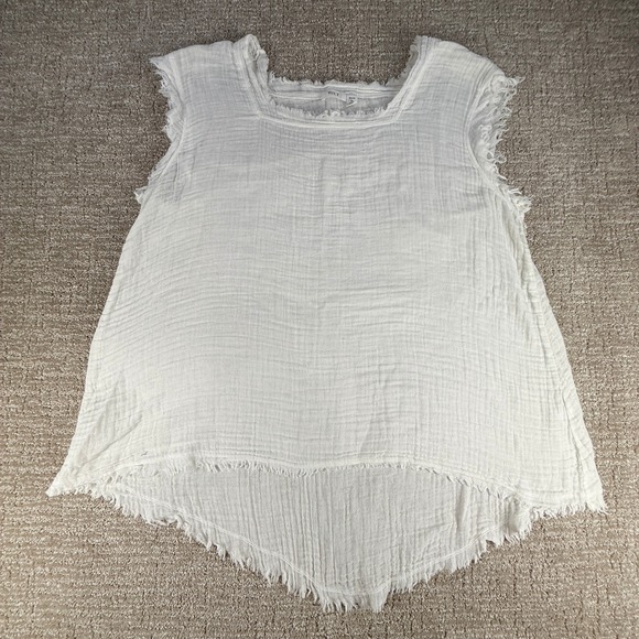 Wilt Tops - Wilt Women Tank Top Raw Hem Frayed Gauze XS White Cotton Made in USA